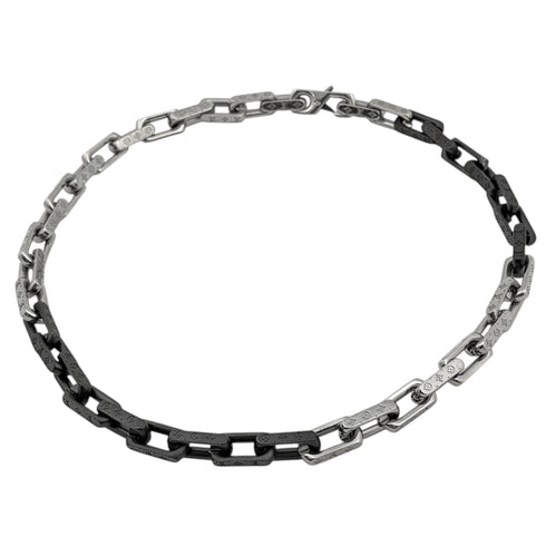 Collier Monogram Pendant Necklace Metal Black and Silver
