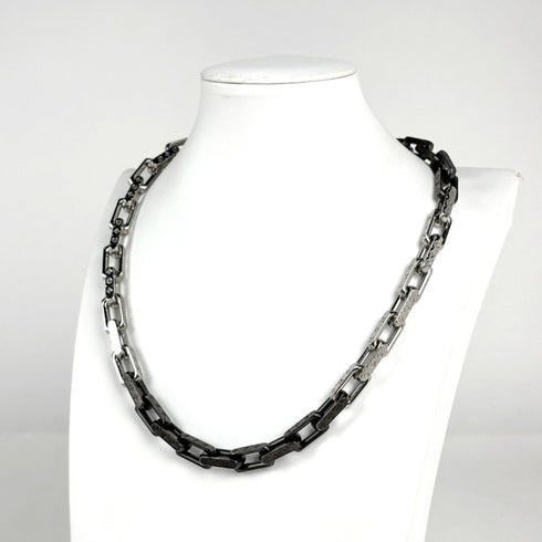 Collier Monogram Pendant Necklace Metal Black and Silver