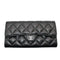 CC Gusset Classic Flap Wallet Quilted Caviar Long