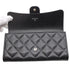 CC Gusset Classic Flap Wallet Quilted Caviar Long