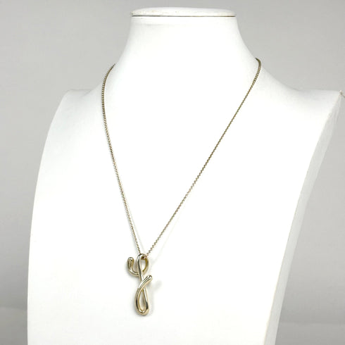 Initial Y Pendant Necklace Sterling Silver