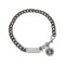 Orb Plate Chain Choker Necklace Metal Black and Silver With Rhinestones
