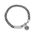 Orb Plate Chain Choker Necklace Metal Black and Silver With Rhinestones