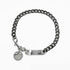 Orb Plate Chain Choker Necklace Metal Black and Silver With Rhinestones