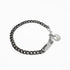 Orb Plate Chain Choker Necklace Metal Black and Silver With Rhinestones