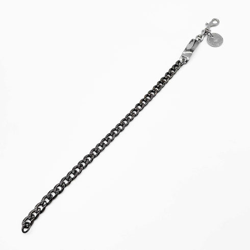 Orb Plate Chain Choker Necklace Metal Black and Silver With Rhinestones