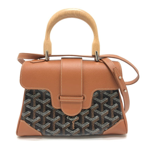 Saigon Top Handle Bag Coated Canvas with Leather Mini