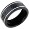 Thin Band Ring 18K White Gold With Black Corundum