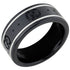 Thin Band Ring 18K White Gold With Black Corundum