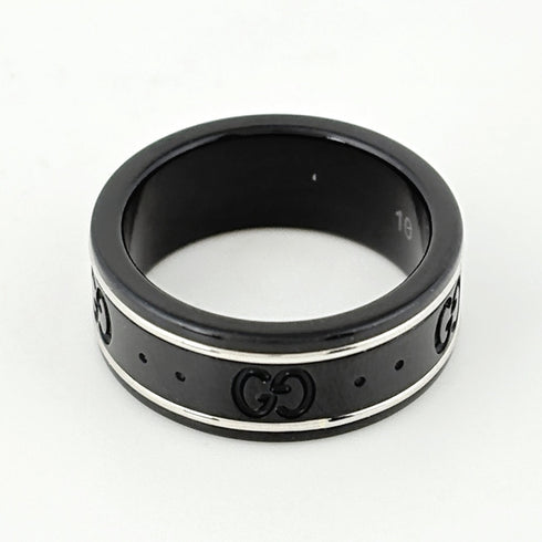 Thin Band Ring 18K White Gold With Black Corundum