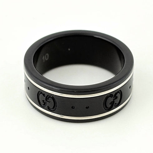 Thin Band Ring 18K White Gold With Black Corundum