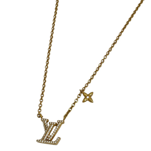Pendant Necklace Gold and Rhinestone