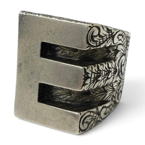 Arabesque Alphabet E Ring Sterling Silver