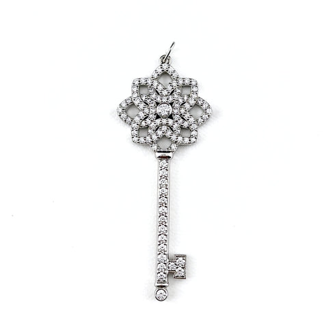 Woven Key Pendant Necklace Platinum with Diamond