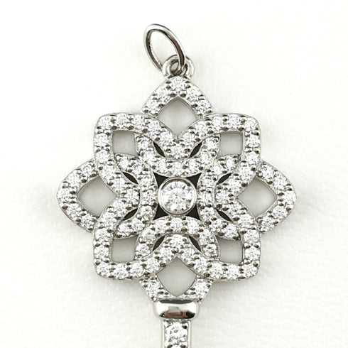 Woven Key Pendant Necklace Platinum with Diamond
