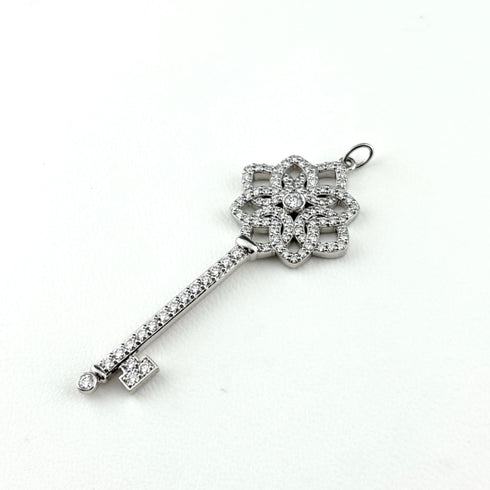 Woven Key Pendant Necklace Platinum with Diamond