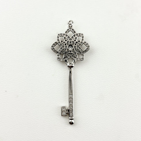 Woven Key Pendant Necklace Platinum with Diamond