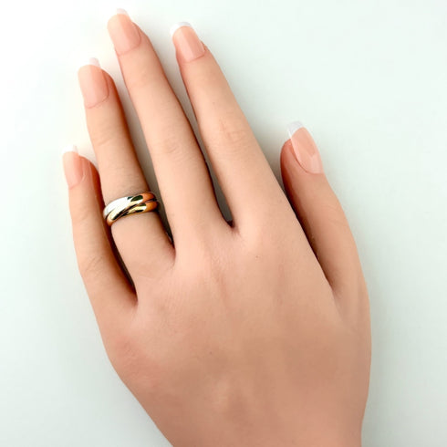 Vendome Louis Cartier Band Ring 18K Tricolor Gold