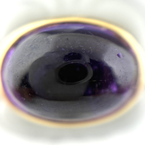 Band Ring Ceramic and 18K Yellow Gold with Amethyst