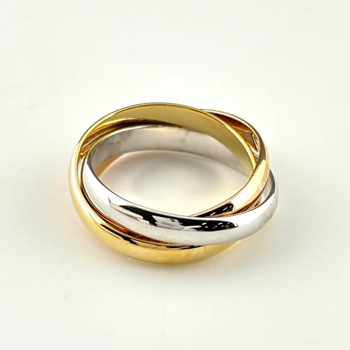 Vendome Louis Cartier Band Ring 18K Tricolor Gold
