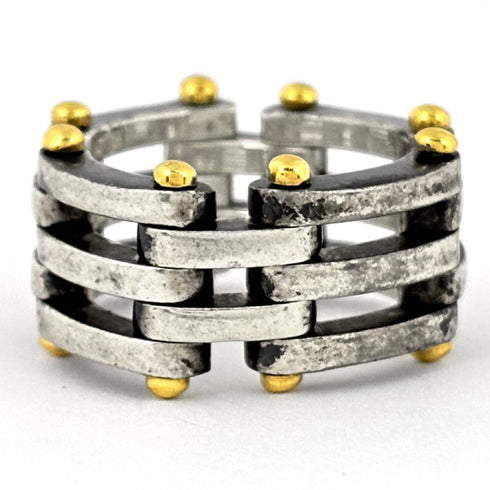 Band Ring 18K Yellow Gold and Sterling Silver