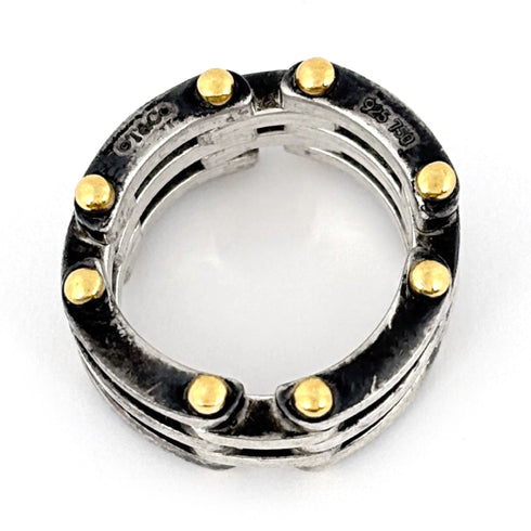 Band Ring 18K Yellow Gold and Sterling Silver