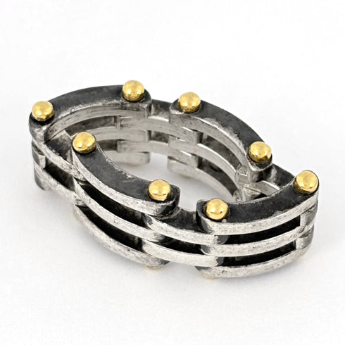Band Ring 18K Yellow Gold and Sterling Silver