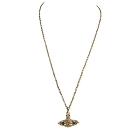 Mini Bas Relief Pendant Necklace Brass