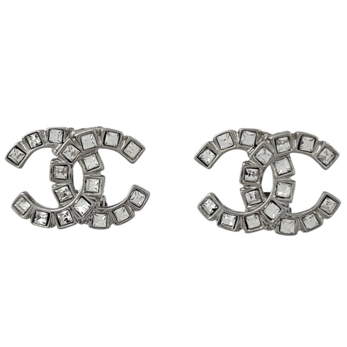 CC Logo Clip-On Earrings Silver-Tone Metal Silver-Tone Metal