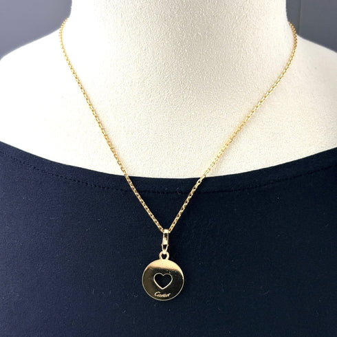 Heart Medal Pendant Necklace 18K Yellow Gold