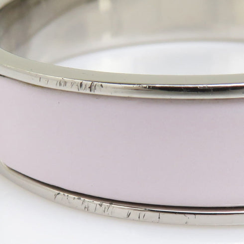 Bangle Enamel and Metal Silver and White Bracelet