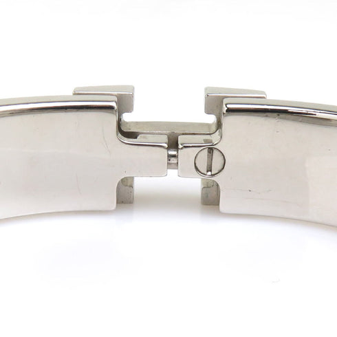 Bangle Enamel and Metal Silver and White Bracelet