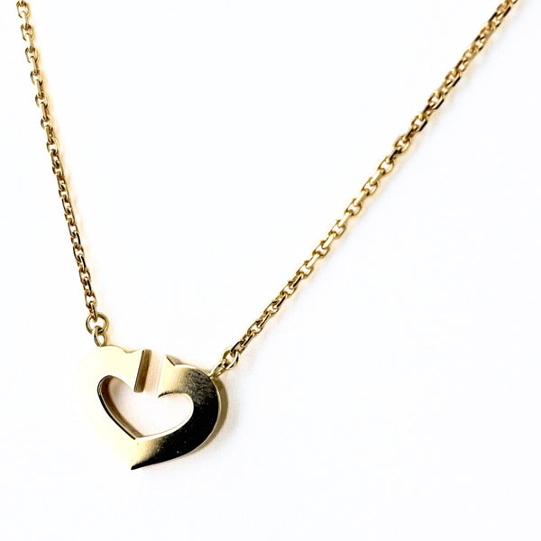 C Heart Pendant Necklace 18K Yellow Gold