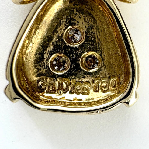 Ribbon Motif Pendant Necklace 18K Yellow Gold with Diamond