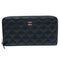 Zip Around Wallet Quilted Caviar Long