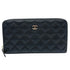 Zip Around Wallet Quilted Caviar Long