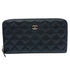 Zip Around Wallet Quilted Caviar Long