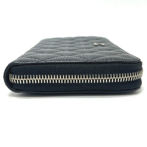 Zip Around Wallet Quilted Caviar Long