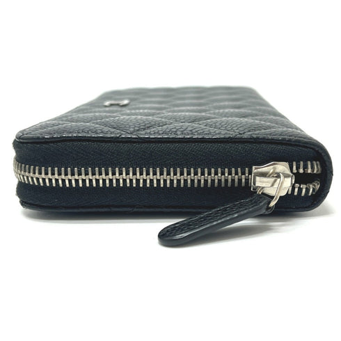 Zip Around Wallet Quilted Caviar Long