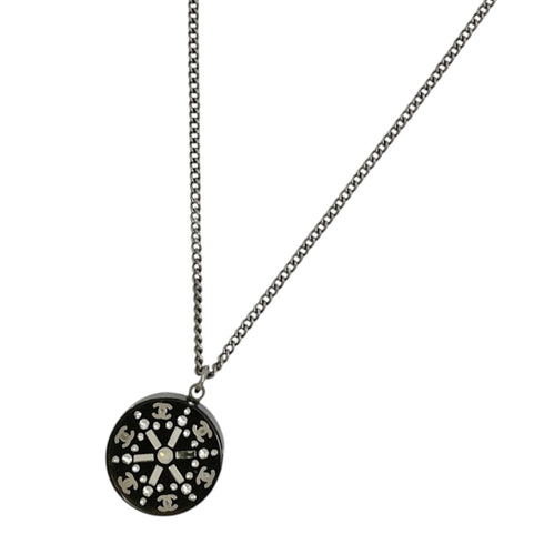CC Logo Pendant Necklace Silver-Tone Metal