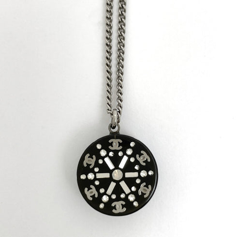 CC Logo Pendant Necklace Silver-Tone Metal