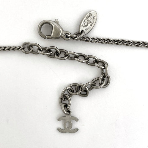 CC Logo Pendant Necklace Silver-Tone Metal