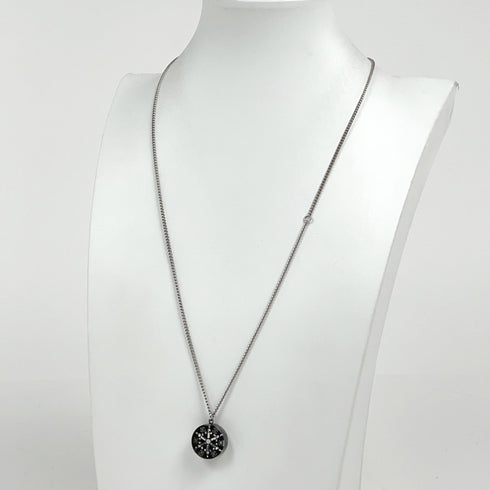 CC Logo Pendant Necklace Silver-Tone Metal