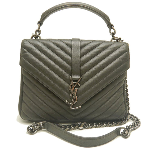 Classic Monogram College Bag Matelasse Chevron Leather Medium