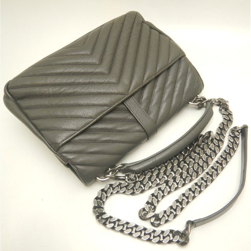 Classic Monogram College Bag Matelasse Chevron Leather Medium
