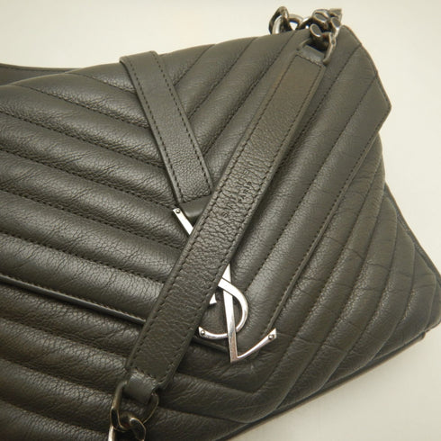 Classic Monogram College Bag Matelasse Chevron Leather Medium