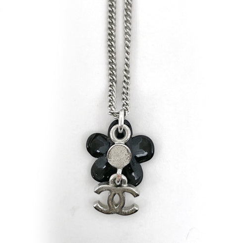 CC Logo Flower Pendant Necklace Metal