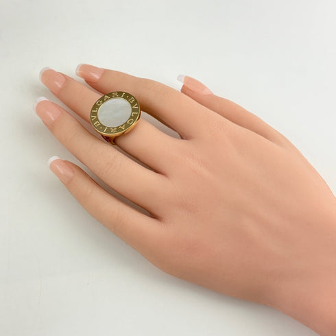 Ring 18K Yellow Gold with Shell Inlay
