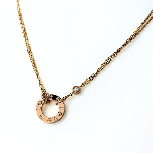 Love Circle Pendant Necklace 18K Rose Gold with Diamond