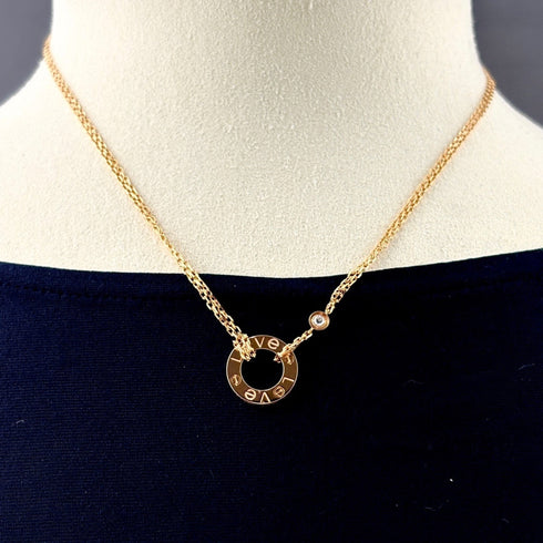 Love Circle Pendant Necklace 18K Rose Gold with Diamond